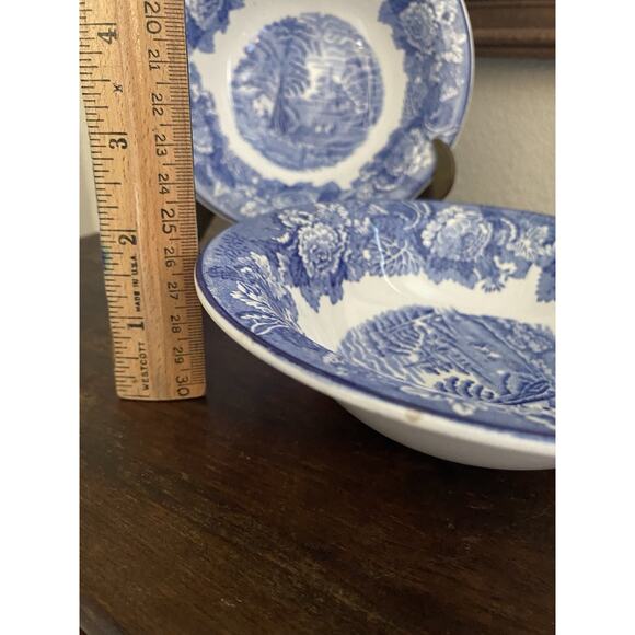 Vintage Woods Ware Flow Blue Cereal Bowls Wood & Sons England Set Of 2 - Picture 4 of 4